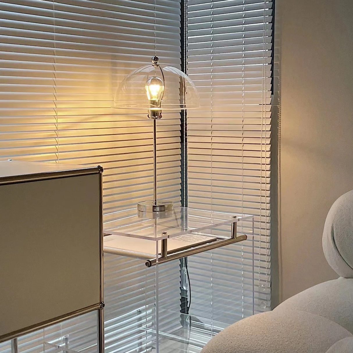 Modern Table Lamp  Aqua Dome Shade With Chrome Base - Product detail 16
