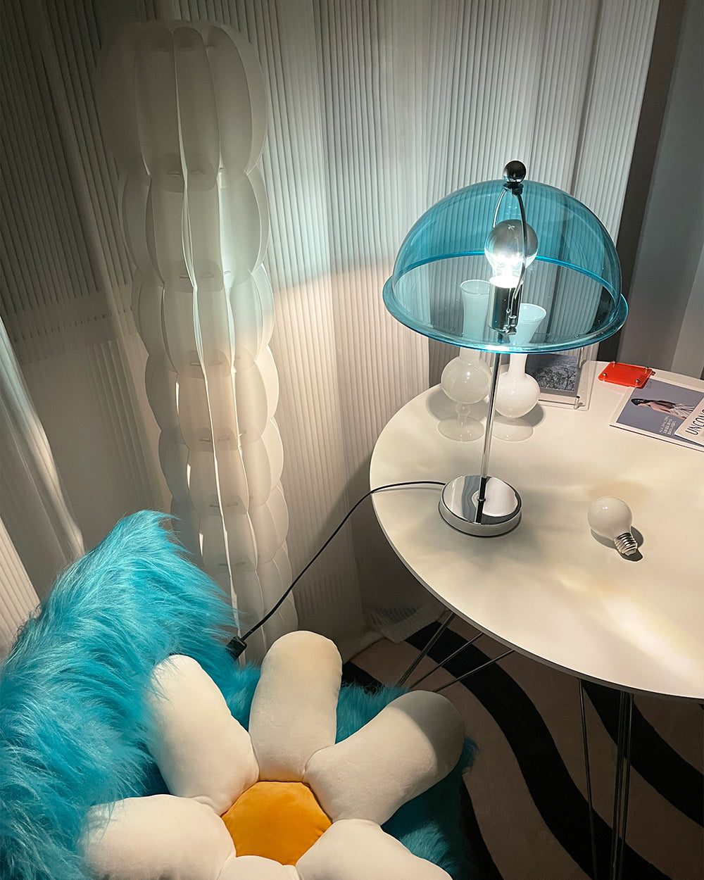 Modern Table Lamp  Aqua Dome Shade With Chrome Base - Product detail 22