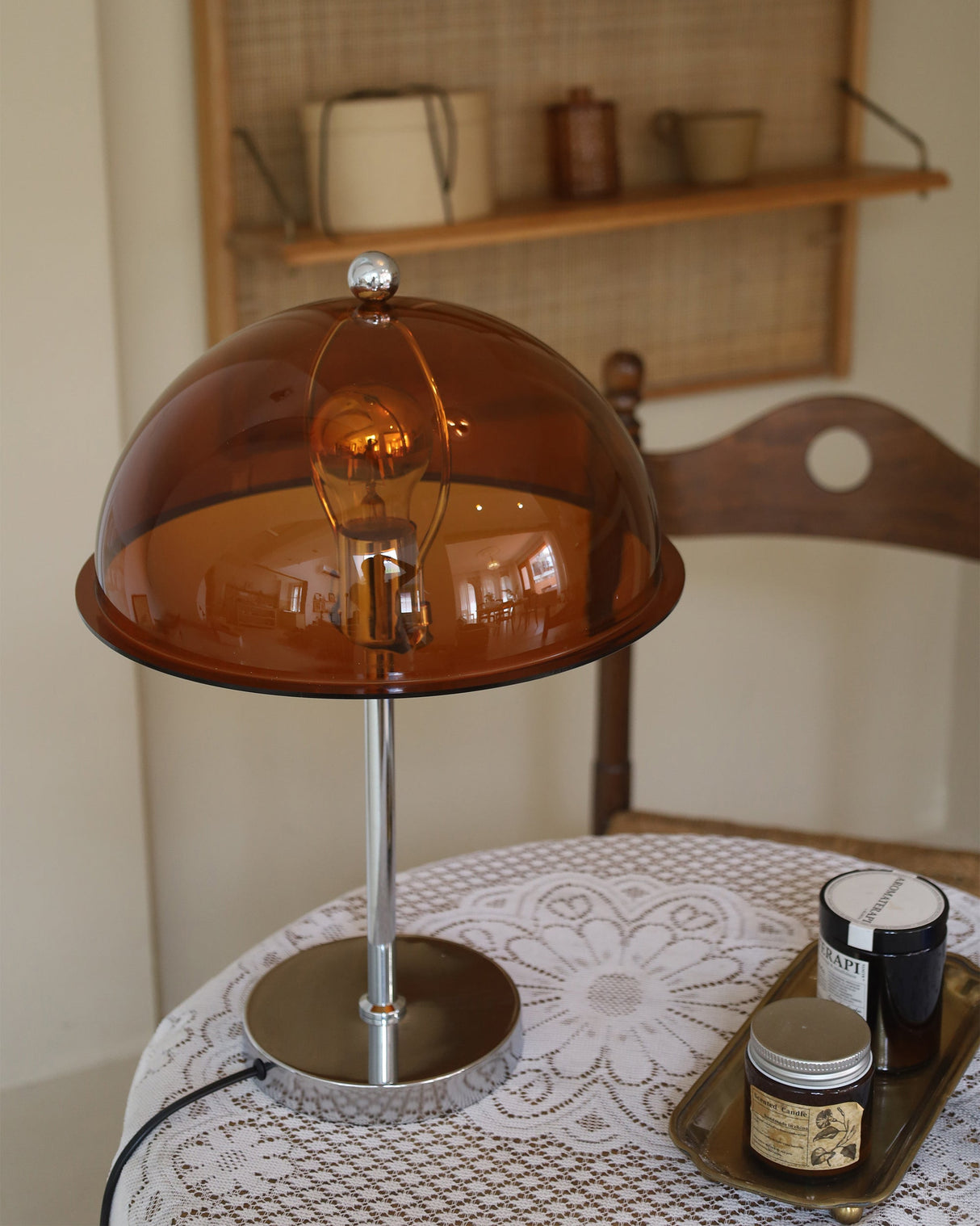 Modern Table Lamp  Aqua Dome Shade With Chrome Base - Product detail 5