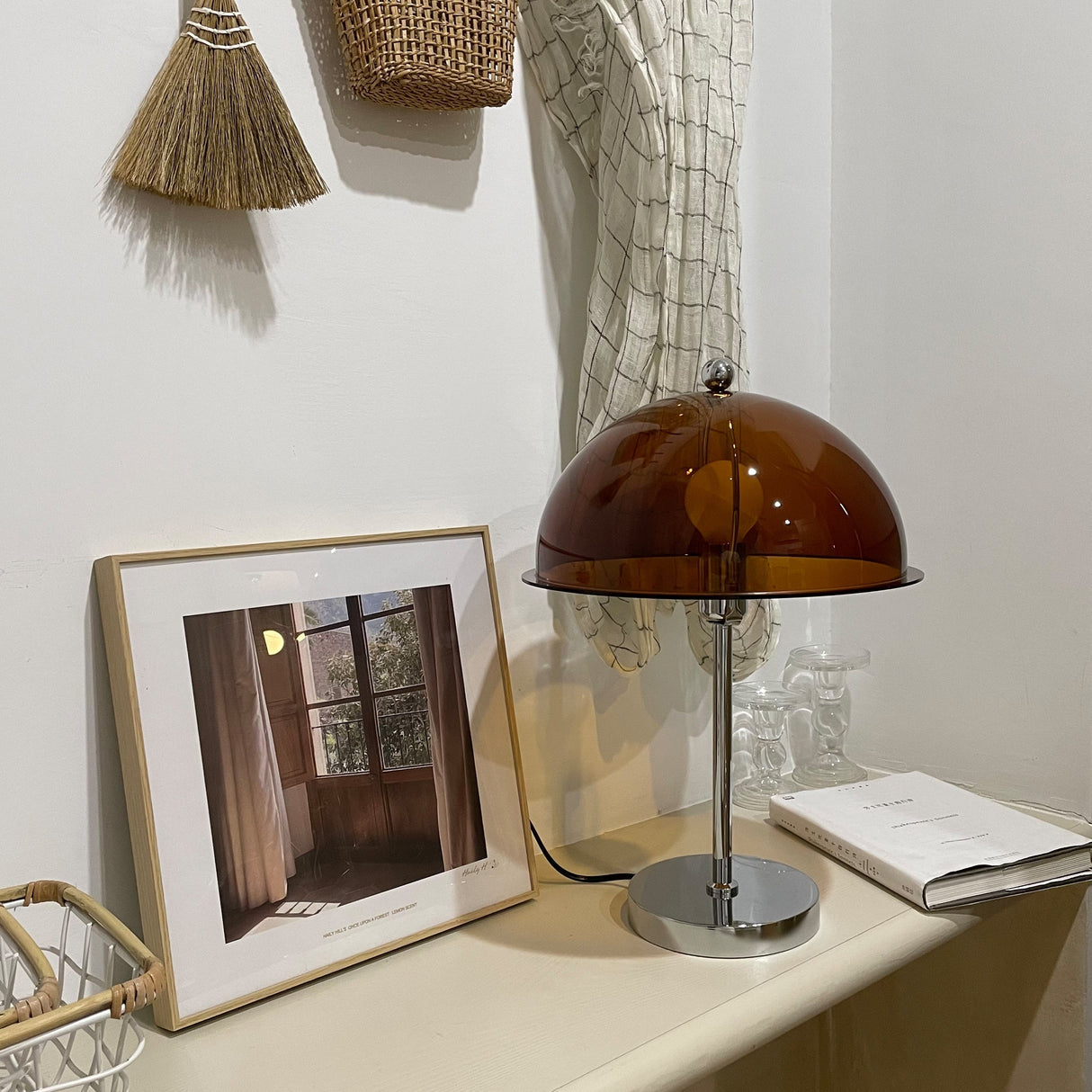 Modern Table Lamp  Aqua Dome Shade With Chrome Base - Product detail 27