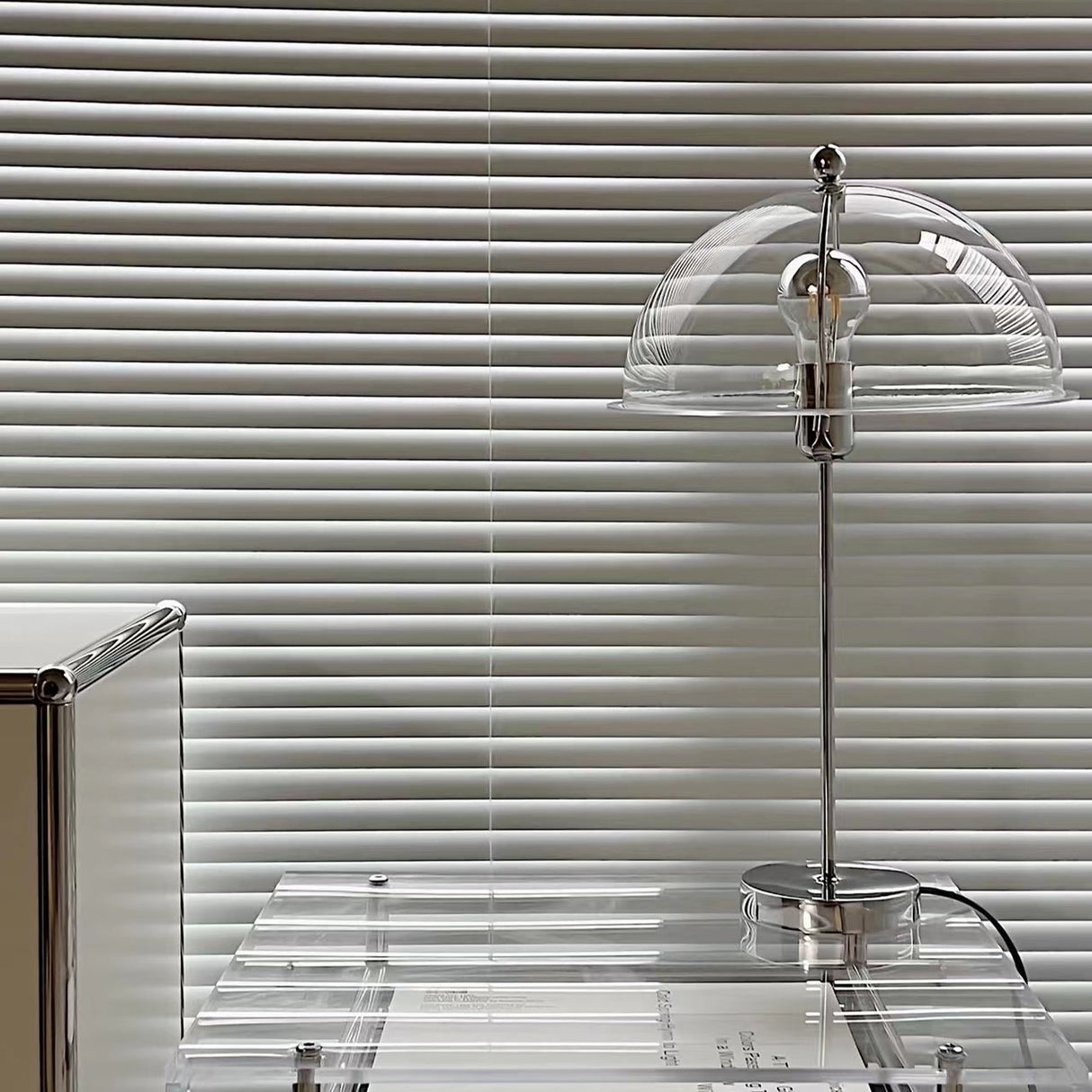 Modern Table Lamp  Aqua Dome Shade With Chrome Base - Product detail 28
