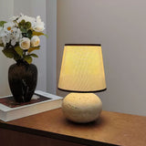Travertine Table Lamp  Natural Stone Base With Linen Shade - Detailed view