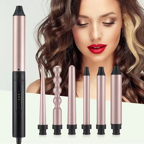Professional Hair Curling Set  6-in-1 Interchangeable Styling Wands - Product showcase