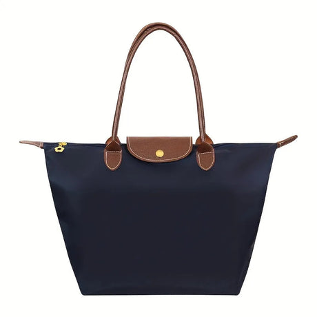 Classic Nylon Tote Bag  Brown Leather Trim With Gold Hardware - Product detail 11