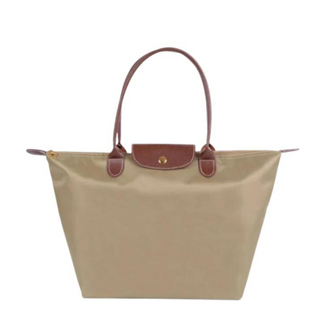 Classic Nylon Tote Bag  Brown Leather Trim With Gold Hardware - Product detail 12