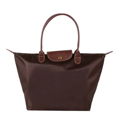 Classic Nylon Tote Bag  Brown Leather Trim With Gold Hardware - Product detail 10