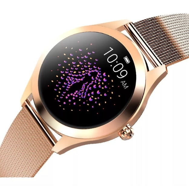 Smart Fitness Watch  Rose Gold Mesh Band Display - Product example