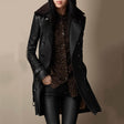 Womens Winter Coat  Tailored Black Double-Breasted Design - Product showcase