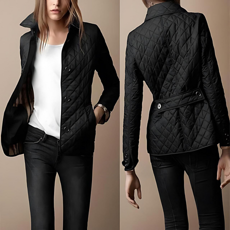 Quilted Cotton Jacket  Diamond Pattern Burgundy Design - Product example