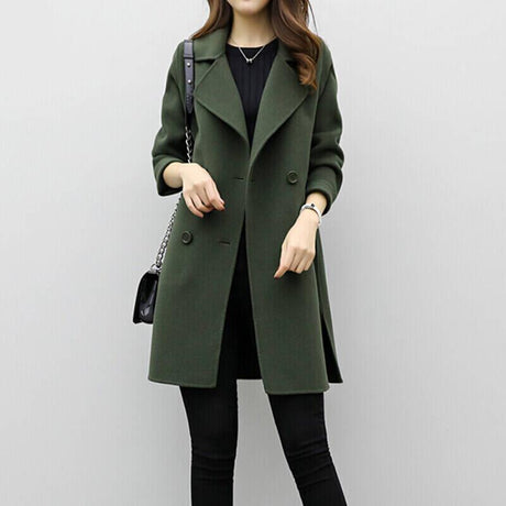 Classic Wool Blend Winter Coat  Tailored Long Design - Product showcase