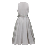 Traditional Dirndl Dress  Striped Bodice With Floral Skirt - Detailed view