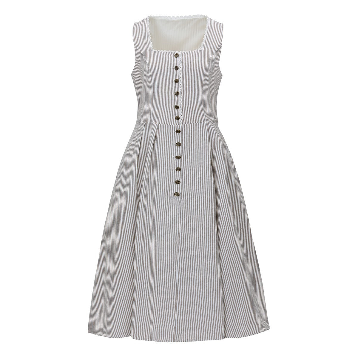 Traditional Dirndl Dress  Striped Bodice With Floral Skirt - Product example
