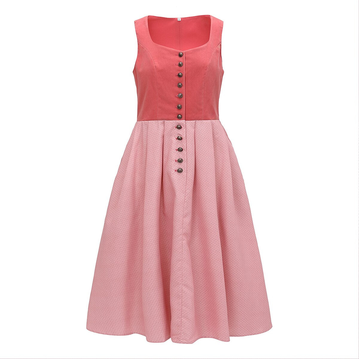 Traditional Dirndl Dress  Vintage Rose Cotton With Bow Apron - Product detail 4