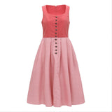 Traditional Dirndl Dress  Vintage Rose Cotton With Bow Apron - Product detail 4