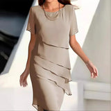 Layered Chiffon Midi Dress  Elegant Tiered Design - Product detail 10