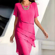 Layered Chiffon Midi Dress  Elegant Tiered Design - Product detail 8