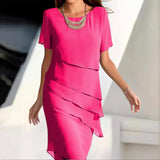 Layered Chiffon Midi Dress  Elegant Tiered Design - Product detail 8