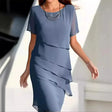 Layered Chiffon Midi Dress  Elegant Tiered Design - Product detail 9