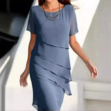 Layered Chiffon Midi Dress  Elegant Tiered Design - Product detail 9