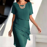 Layered Chiffon Midi Dress  Elegant Tiered Design - Product detail 5