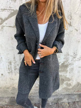 Wool Blend Long Coat  Rose Pink Lapel Design - Product detail 4