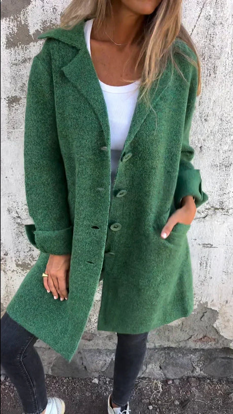 Wool Blend Long Coat  Rose Pink Lapel Design - Product detail 6