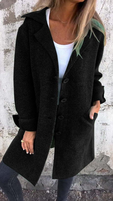 Wool Blend Long Coat  Rose Pink Lapel Design - Product detail 8