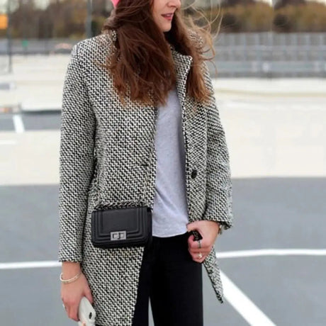 Houndstooth Winter Coat  Tailored Wool Blend Design - Product showcase
