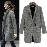 Houndstooth Winter Coat  Tailored Wool Blend Design - Detailed view