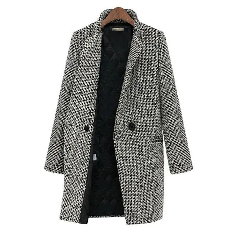 Houndstooth Winter Coat  Tailored Wool Blend Design - Product example