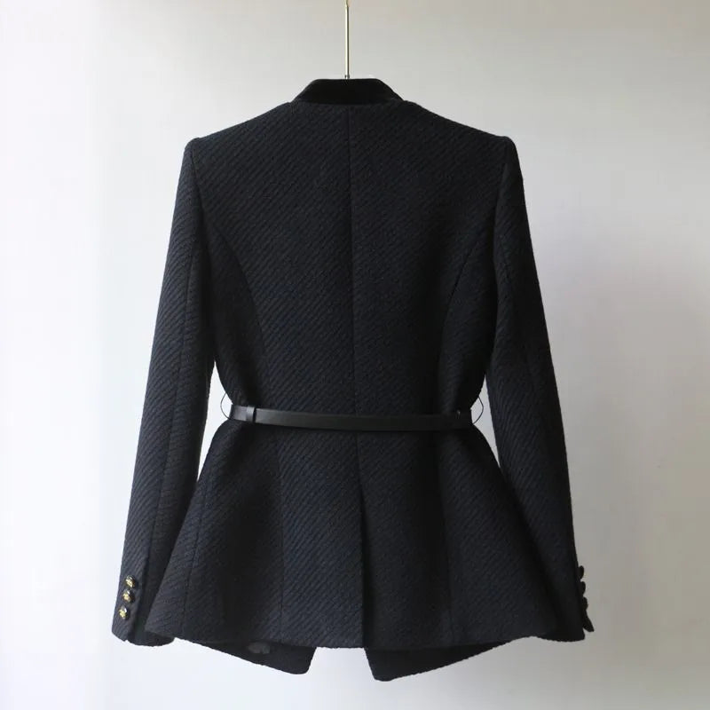 Military Style Wool Blazer  Gold Button Belt Detail - Product detail 4