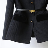 Military Style Wool Blazer  Gold Button Belt Detail - Product detail 5