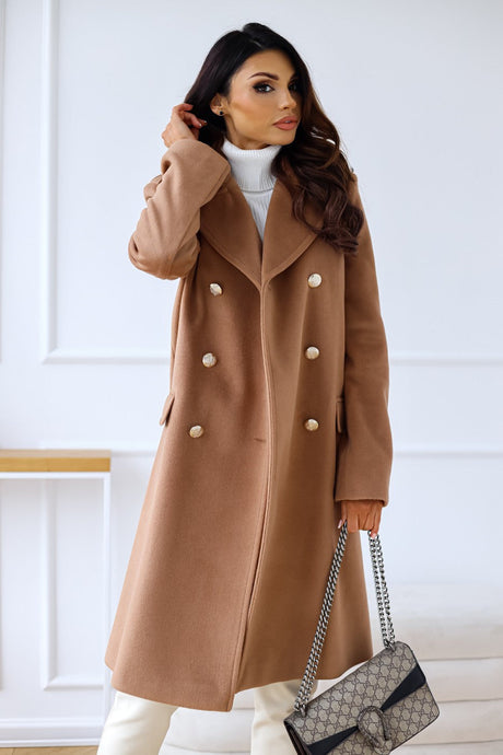 Classic Wool Winter Coat  Double-Breasted Long Tailored Design - Product example