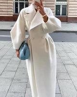 Elegant Winter Wool Coat  Double Breasted with Structured Lapel - Product showcase