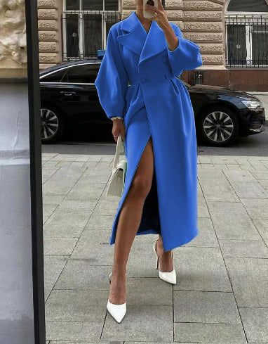 Elegant Winter Wool Coat  Double Breasted with Structured Lapel - Product example