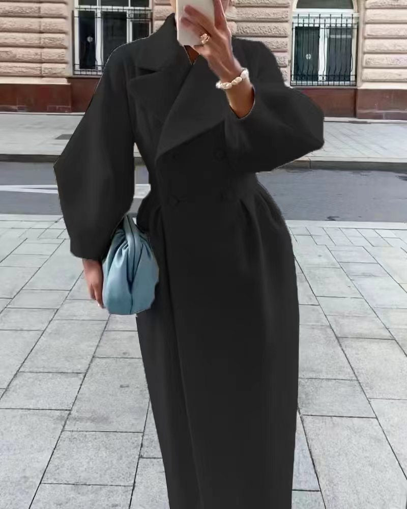 Elegant Winter Wool Coat  Double Breasted with Structured Lapel - Product detail 4