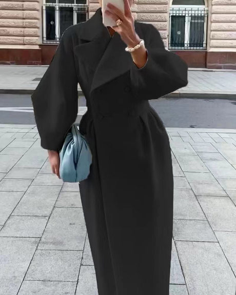 Elegant Winter Wool Coat  Double Breasted with Structured Lapel - Product detail 4