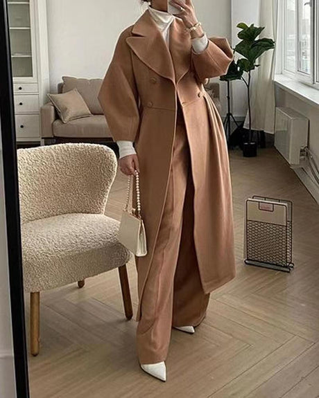 Elegant Winter Wool Coat  Double Breasted with Structured Lapel - Product detail 5