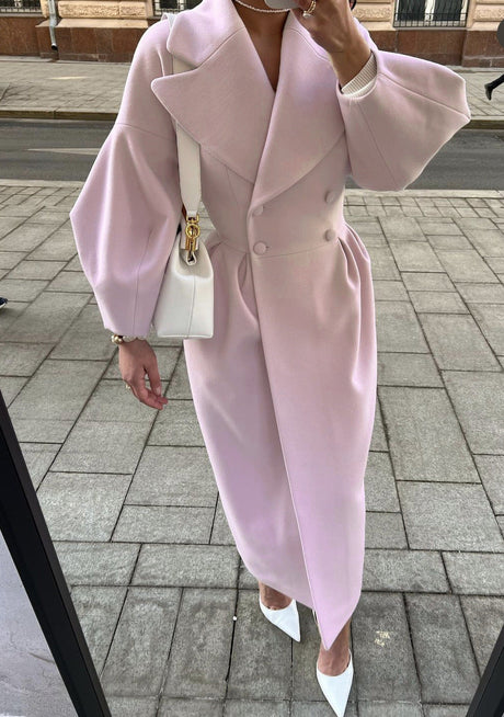 Elegant Winter Wool Coat  Double Breasted with Structured Lapel - Product detail 7