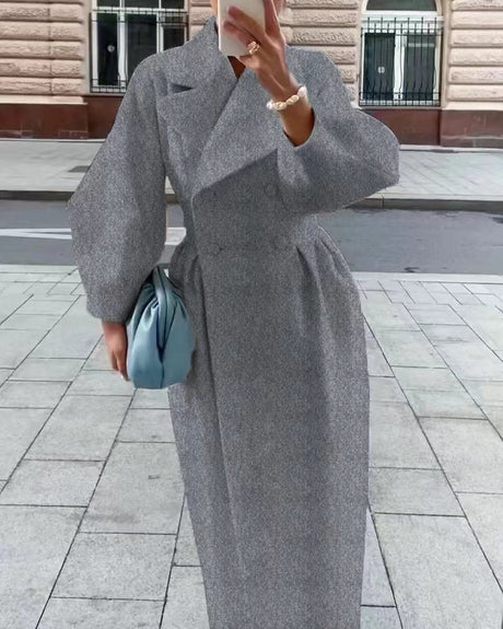 Elegant Winter Wool Coat  Double Breasted with Structured Lapel - Product detail 8
