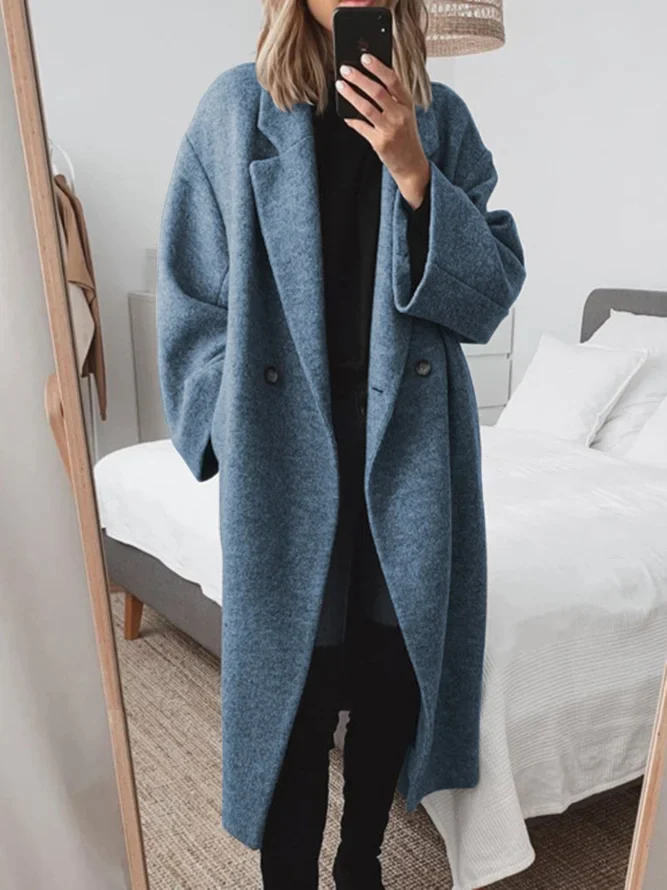 Oversized Winter Coat  Double-Breasted Longline Wool Design - Product detail 5