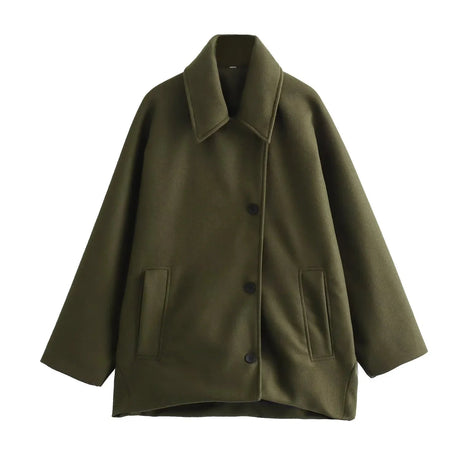 Oversized Winter Coat  Camel Wool Blend Button Front - Product detail 7