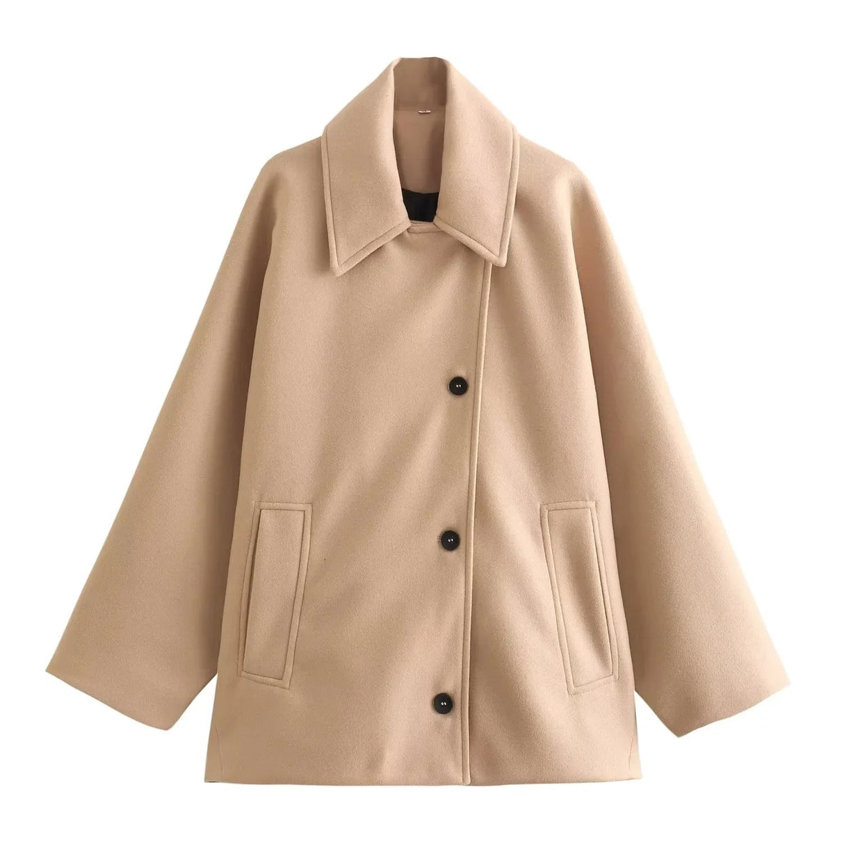 Oversized Winter Coat  Camel Wool Blend Button Front - Product detail 6