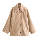 Oversized Winter Coat  Camel Wool Blend Button Front - Product detail 6
