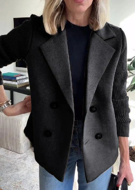 Double Breasted Winter Coat  Pink Wool Blend Ribbed Sleeves - Product example
