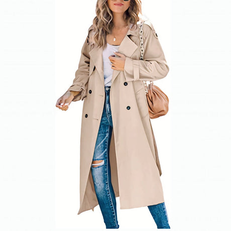 Classic Long Trench Coat  Double-Breasted Tailored Design - Product detail 4