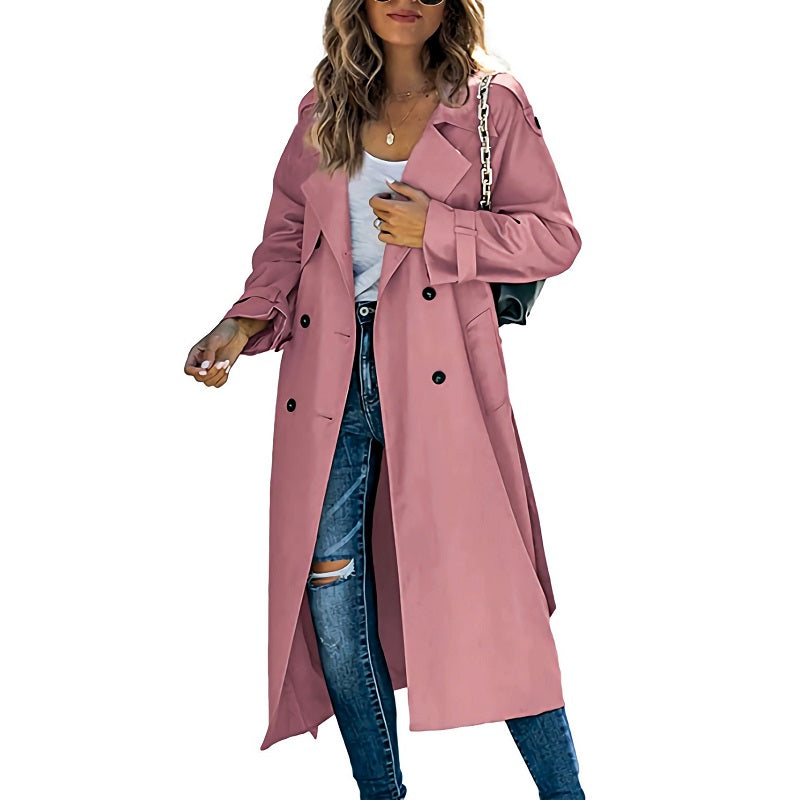 Classic Long Trench Coat  Double-Breasted Tailored Design - Product detail 5