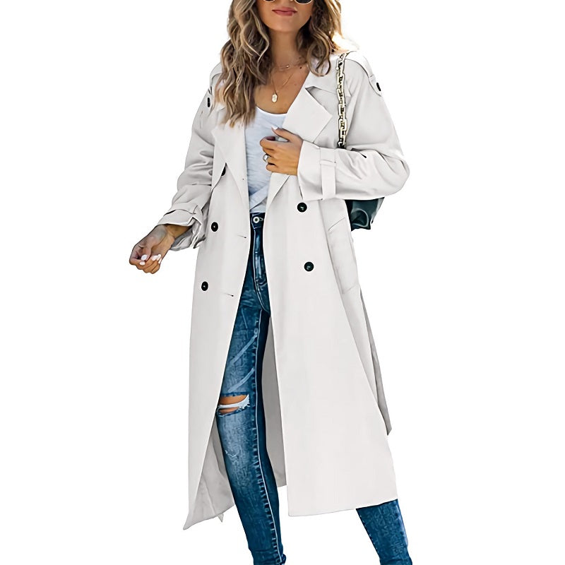 Classic Long Trench Coat  Double-Breasted Tailored Design - Product detail 6