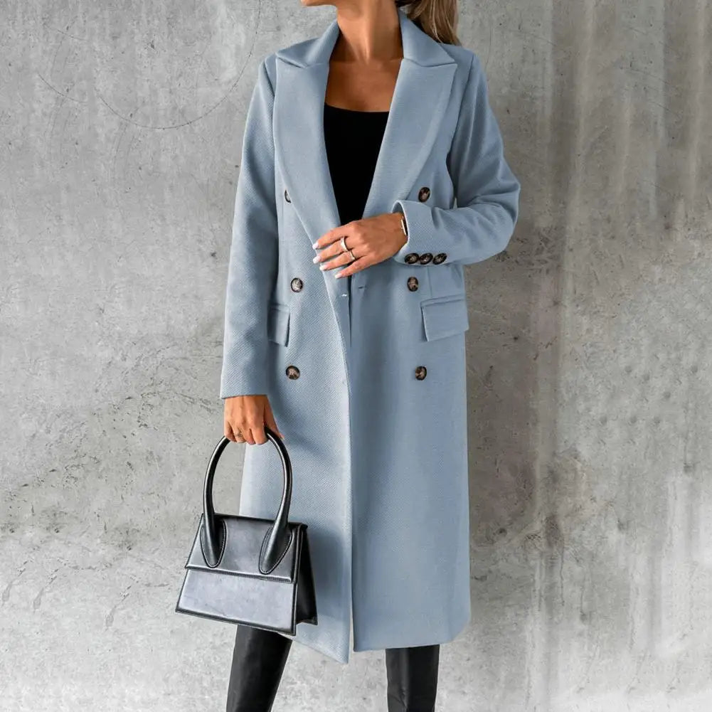 Classic Womens Trench Coat  Double-Breasted Tailored Design - Detailed view