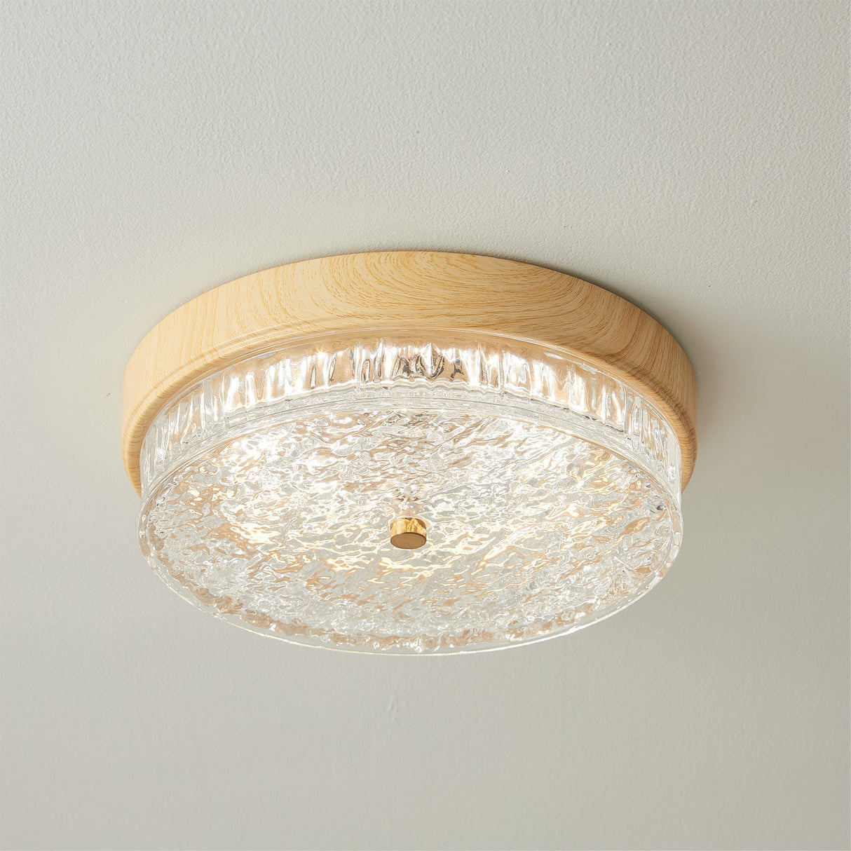 Modern Ceiling Light  Wood Trim Glass Diffuser - Product example